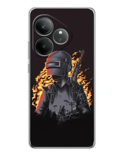 Чехол для Realme GT Neo 7 с картинкой «PUBG — огненный силуэт»