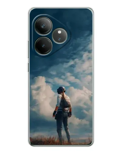 Чехол для Realme GT Neo 7 с картинкой «Герой PUBG на скале»
