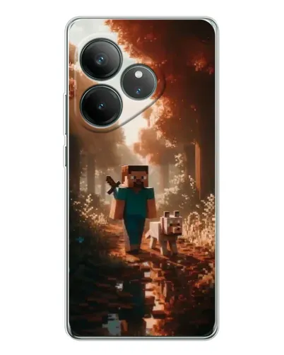 Чехол для Realme GT Neo 7 с картинкой «Стив в лесу»