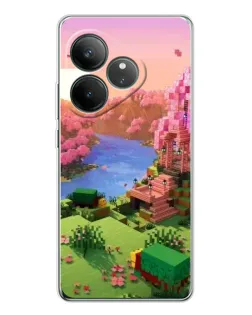 Чехол для Realme GT Neo 7 с картинкой «Розовое дерево Minecraft»