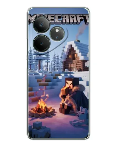 Чехол для Realme GT Neo 7 с картинкой «Зимний Minecraft»