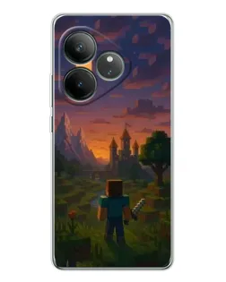 Чехол для Realme GT Neo 7 с картинкой «Стив у башни»
