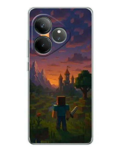 Чехол для Realme GT Neo 7 с картинкой «Стив у башни»