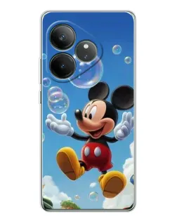 Чехол для Realme GT Neo 7 с картинкой «Mickey и мыльные пузыри»