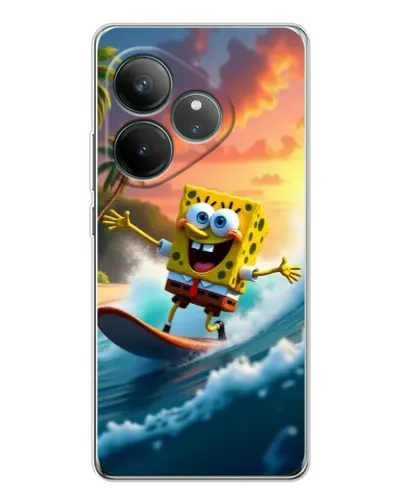 Чехол для Realme GT Neo 7 с картинкой «Губка Боб серфингист»