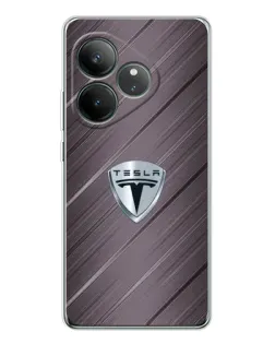 Чехол для Realme GT Neo 7 с картинкой «Металлическая текстура Tesla»