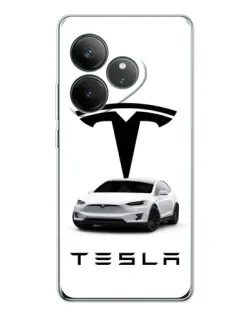 Чехол для Realme GT Neo 7 с картинкой «Tesla White Style»