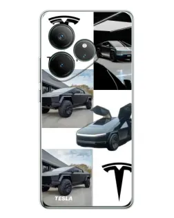 Чехол для Realme GT Neo 7 с картинкой «Коллаж Cybertruck Tesla»