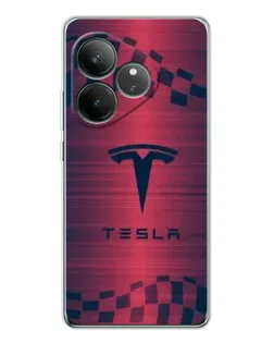 Чехол для Realme GT Neo 7 с картинкой «Тесла красный карбон»
