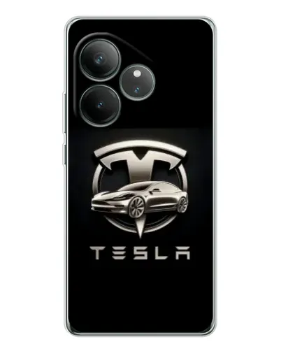 Чехол для Realme GT Neo 7 с картинкой «Tesla — серебристое авто» Чехол для Realme GT Neo 7 с картинкой «Tesla — серебристое авто»