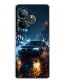 Чехол для Realme GT Neo 7 с картинкой «Ночной город и Audi»
