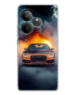 Чехол для Realme GT Neo 7 с картинкой «Audi в огненном дыму»