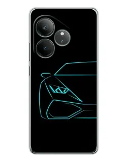 Чехол для Realme GT Neo 7 с картинкой «Голубой силуэт Lamborghini»