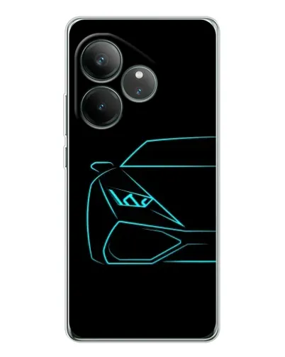 Чехол для Realme GT Neo 7 с картинкой «Голубой силуэт Lamborghini» Чехол для Realme GT Neo 7 с картинкой «Голубой силуэт Lamborghini»