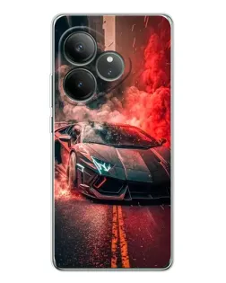 Чехол для Realme GT Neo 7 с картинкой «Lamborghini красный дым»