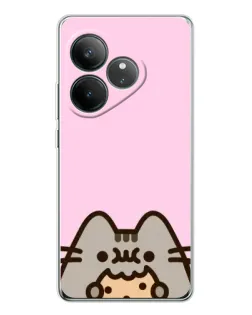 Чехол для Realme GT Neo 7 с картинкой «Pusheen и печенье»