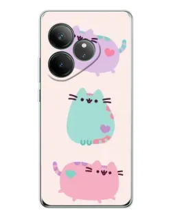 Чехол для Realme GT Neo 7 с картинкой «Pusheen трио»