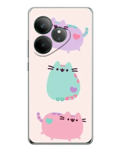 Чехол для Realme GT Neo 7 с картинкой «Pusheen трио»