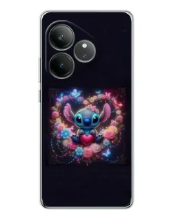 Чехол для Realme GT Neo 7 с картинкой «Stitch в цветах»