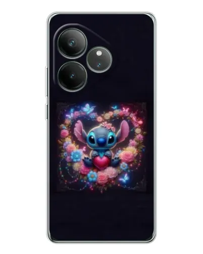 Чехол для Realme GT Neo 7 с картинкой «Stitch в цветах»