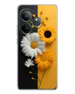 Чехол для Realme GT Neo 7 с картинкой «Подсолнух и ромашка»