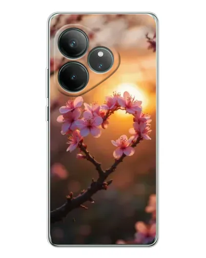 Чехол для Realme GT Neo 7 с картинкой «Розовый цвет сердце на фоне заката» Чехол для Realme GT Neo 7 с картинкой «Розовый цвет сердце на фоне заката»