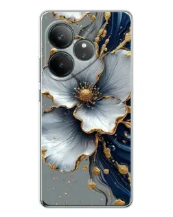 Чехол для Realme GT Neo 7 с картинкой «Белый цветок и золотой флюид»