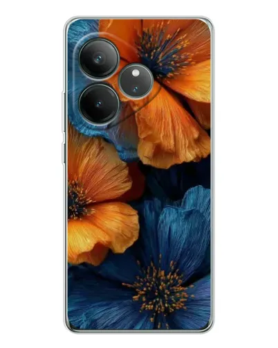 Чехол для Realme GT Neo 7 с картинкой «Яркая сине-оранжевая флора» Чехол для Realme GT Neo 7 с картинкой «Яркая сине-оранжевая флора»