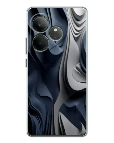 Чехол для Realme GT Neo 7 с картинкой «Объемные синие складки»