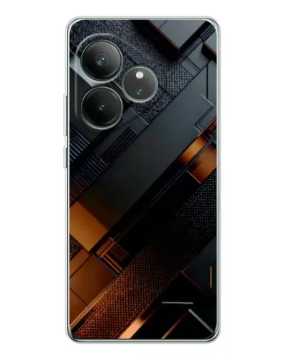 Чехол для Realme GT Neo 7 с картинкой «Черные геометрические блоки»
