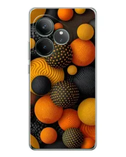 Чехол для Realme GT Neo 7 с картинкой «Объемные оранжевые сферы»