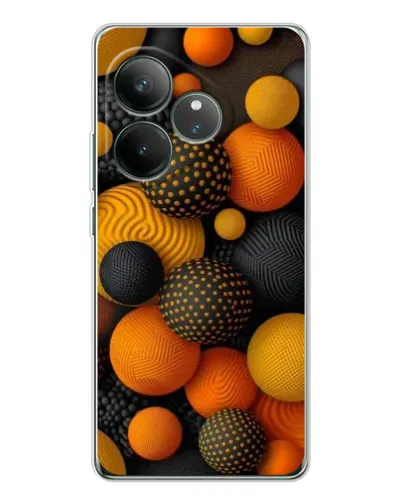 Чехол для Realme GT Neo 7 с картинкой «Объемные оранжевые сферы»