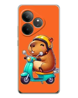 Чехол для Realme GT Neo 7 с картинкой «Капибара на скутере»
