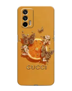 Чехол для Realme GT с картинкой «Gucci — золотые бабочки»