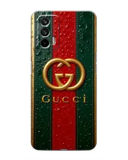 Чехол для Realme GT с картинкой «Gucci — фирменная полоса и золото»