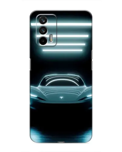 Чехол для Realme GT с картинкой «Tesla в неоне»