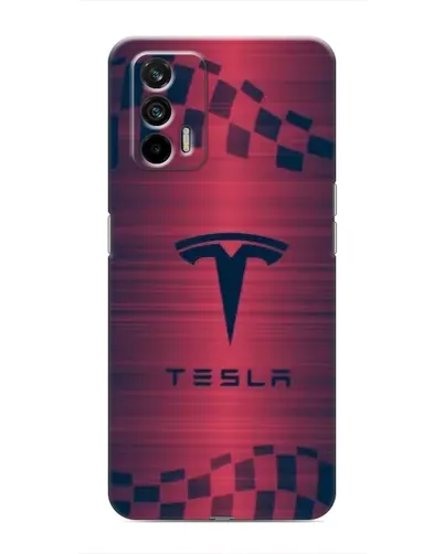 Чехол для Realme GT с картинкой «Тесла красный карбон»