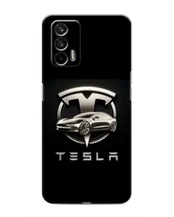 Чехол для Realme GT с картинкой «Tesla — серебристое авто»