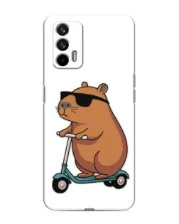 Чехол для Realme GT с картинкой «Капибара на самокате»