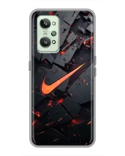 Чехол для Realme GT2 с картинкой «Nike — эффект разломов»