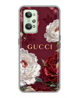 Чехол для Realme GT2 с картинкой «Gucci — бордовые розы»
