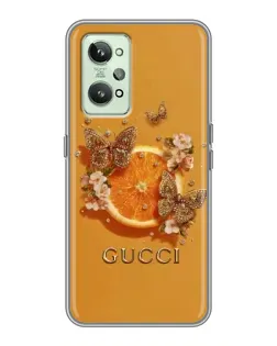 Чехол для Realme GT2 с картинкой «Gucci — золотые бабочки»