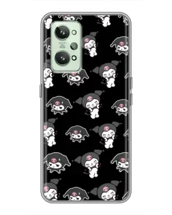 Чехол для Realme GT2 с картинкой «Черный паттерн Kuromi»