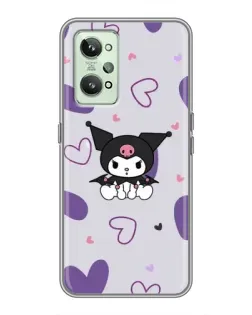 Чехол для Realme GT2 с картинкой «Kuromi и лавандовые сердца»