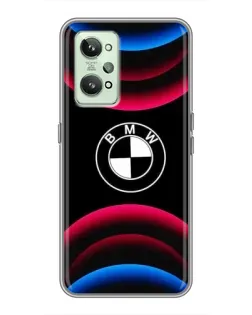 Чехол для Realme GT2 с картинкой «Логотип BMW и неоновые дуги»
