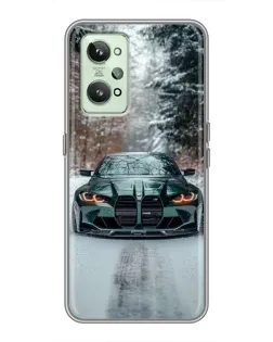 Чехол для Realme GT2 с картинкой «BMW в зимнем лесу»