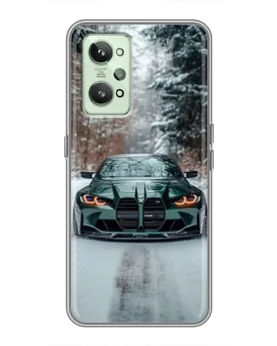 Чехол для Realme GT2 с картинкой «BMW в зимнем лесу»