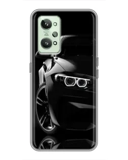Чехол для Realme GT2 с картинкой «Черная BMW — профиль»
