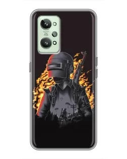 Чехол для Realme GT2 с картинкой «PUBG — огненный силуэт»