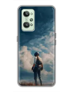 Чехол для Realme GT2 с картинкой «Герой PUBG на скале»